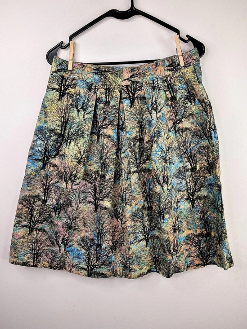 Women's Abstract A-Line Skirt in Blue & Pink